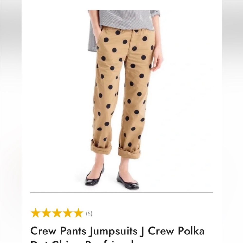 J. CREW CHNO PANTS TAN WITH BLACK POLKA DOTS